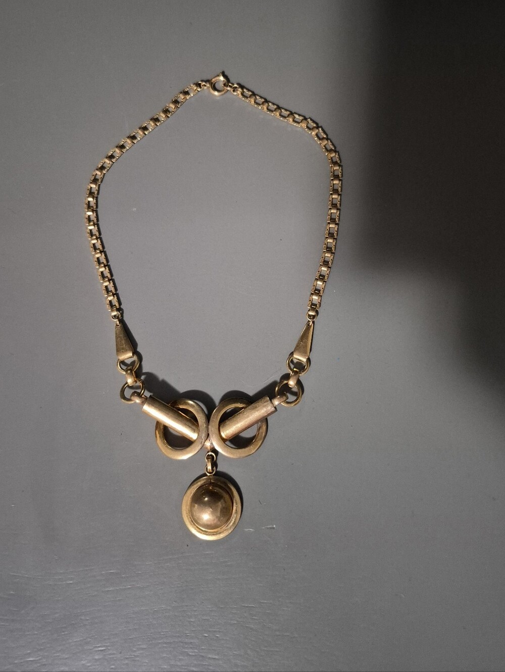 Gold Statement Chain Necklace with Knot and Pendant